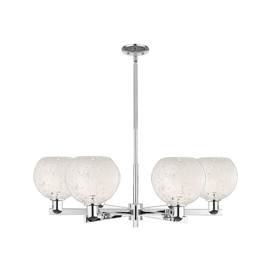 Innovations Lighting White Mouchette 38in 6-Light Chandelier | Industrial Polished Chrome and White Glass | Kitchen Island & | Model 716-6CR-PC-G1216-8WM