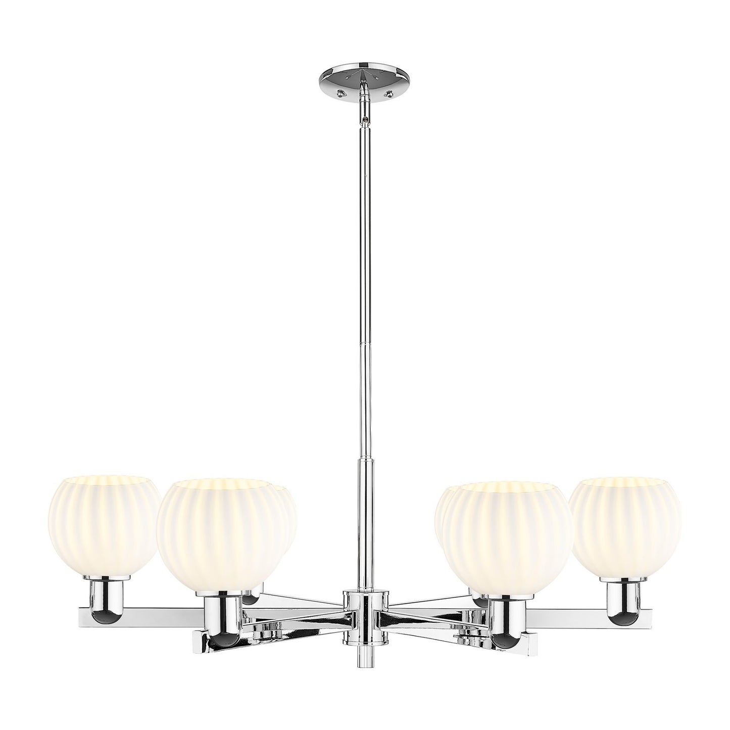 Innovations Lighting Arcadia 36in 6-Light Chandelier | Industrial Polished Chrome and White Venetian Glass | Dining Room & | Model 716-6CR-PC-G1217-6WV