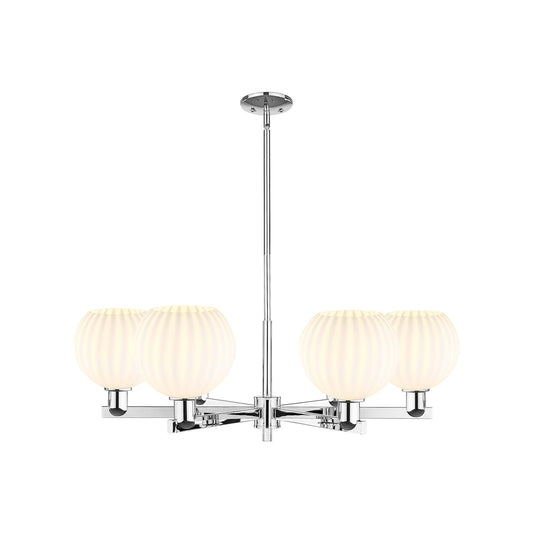 Innovations Lighting White Venetian 38in 6-Light Chandelier | Industrial Polished Chrome and White Venetian Glass | Dining | Model 716-6CR-PC-G1217-8WV