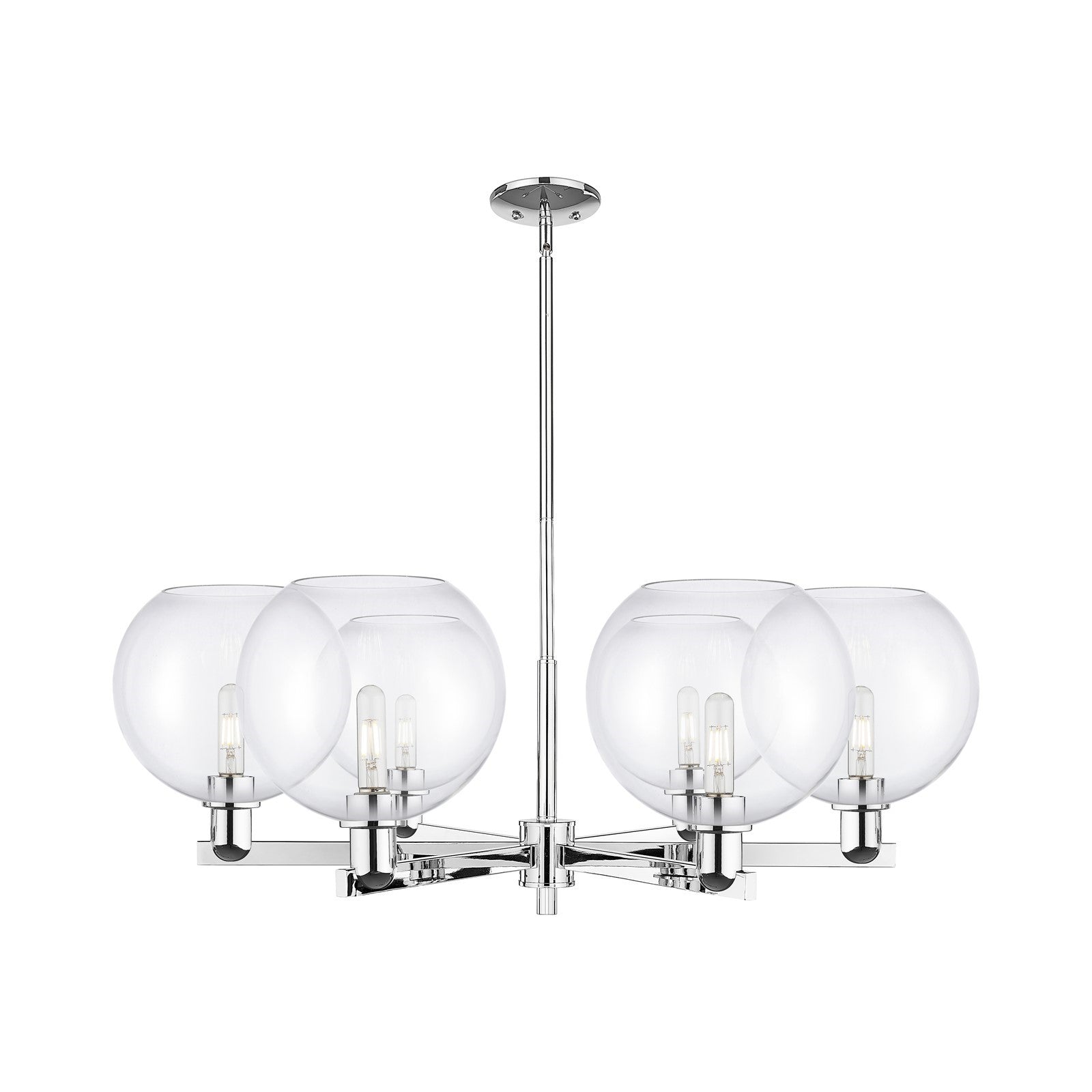 Innovations Athens 40in 6-Light Chandelier | Industrial Polished Chrome Steel and Clear Glass | Dining Room & Living Room | Model 716-6CR-PC-G122-10