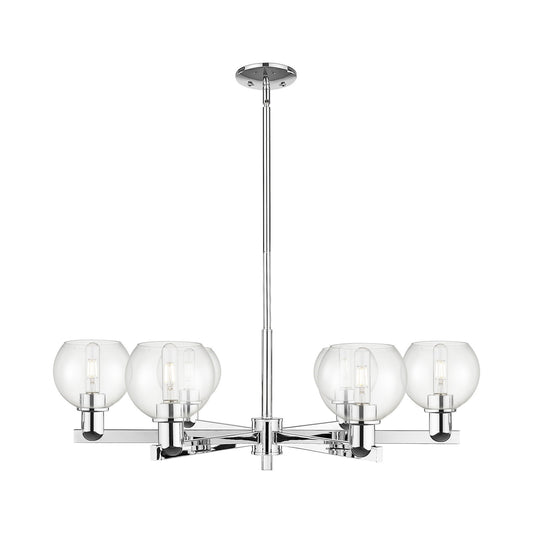 Innovations Athens 36in 6-Light Chandelier | Industrial Polished Chrome Steel and Clear Glass | Dining Room & Living Room | Model 716-6CR-PC-G122-6