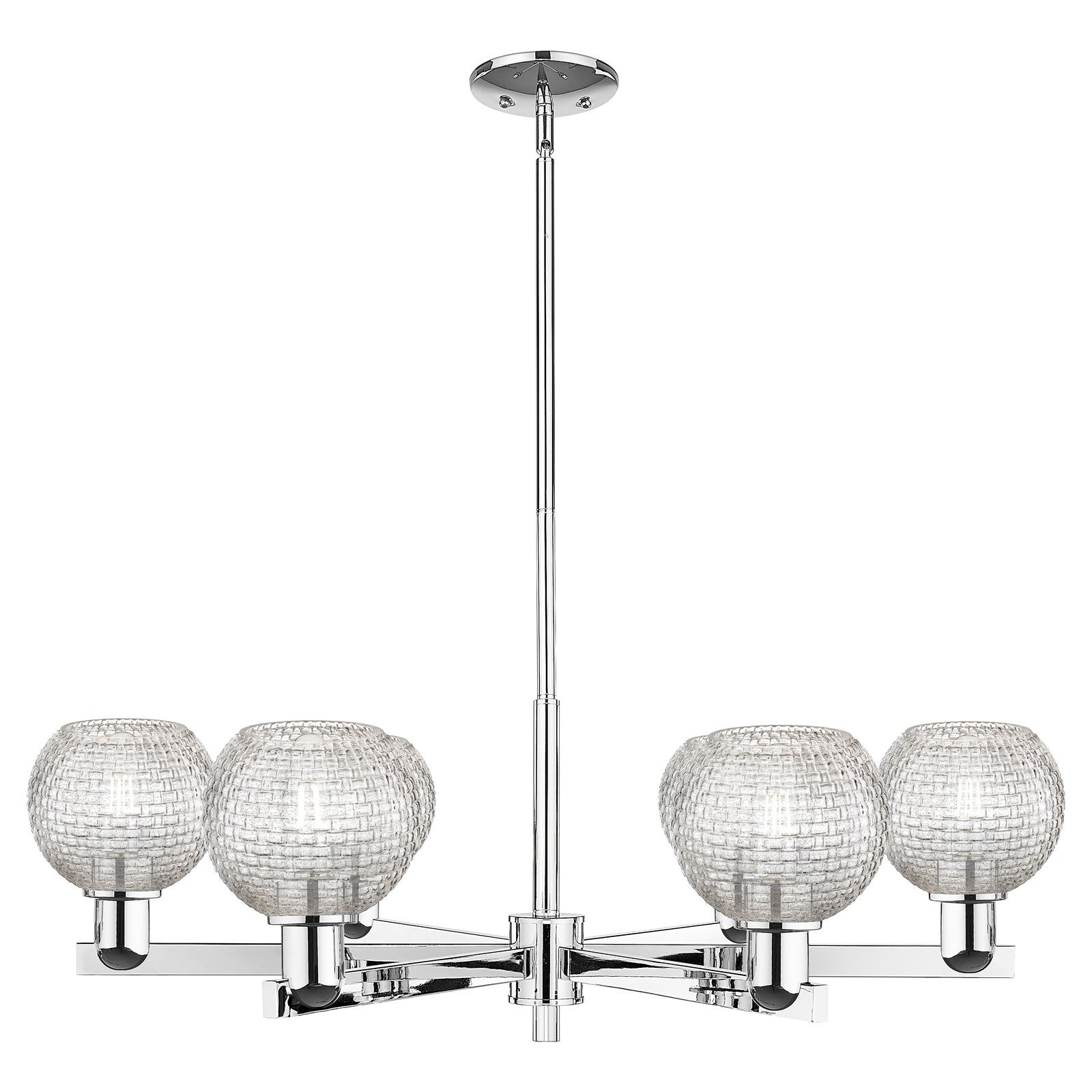 Innovations Athens 36in 6-Light Chandelier | Industrial Polished Chrome Steel and Clear Basket Weave Glass | Dining Room & | Model 716-6CR-PC-G122C-6CL