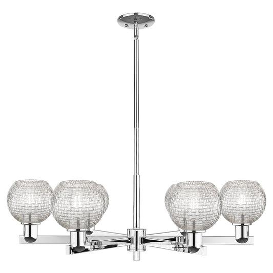 Innovations Athens 36in 6-Light Chandelier | Industrial Polished Chrome Steel and Clear Basket Weave Glass | Dining Room & | Model 716-6CR-PC-G122C-6CL