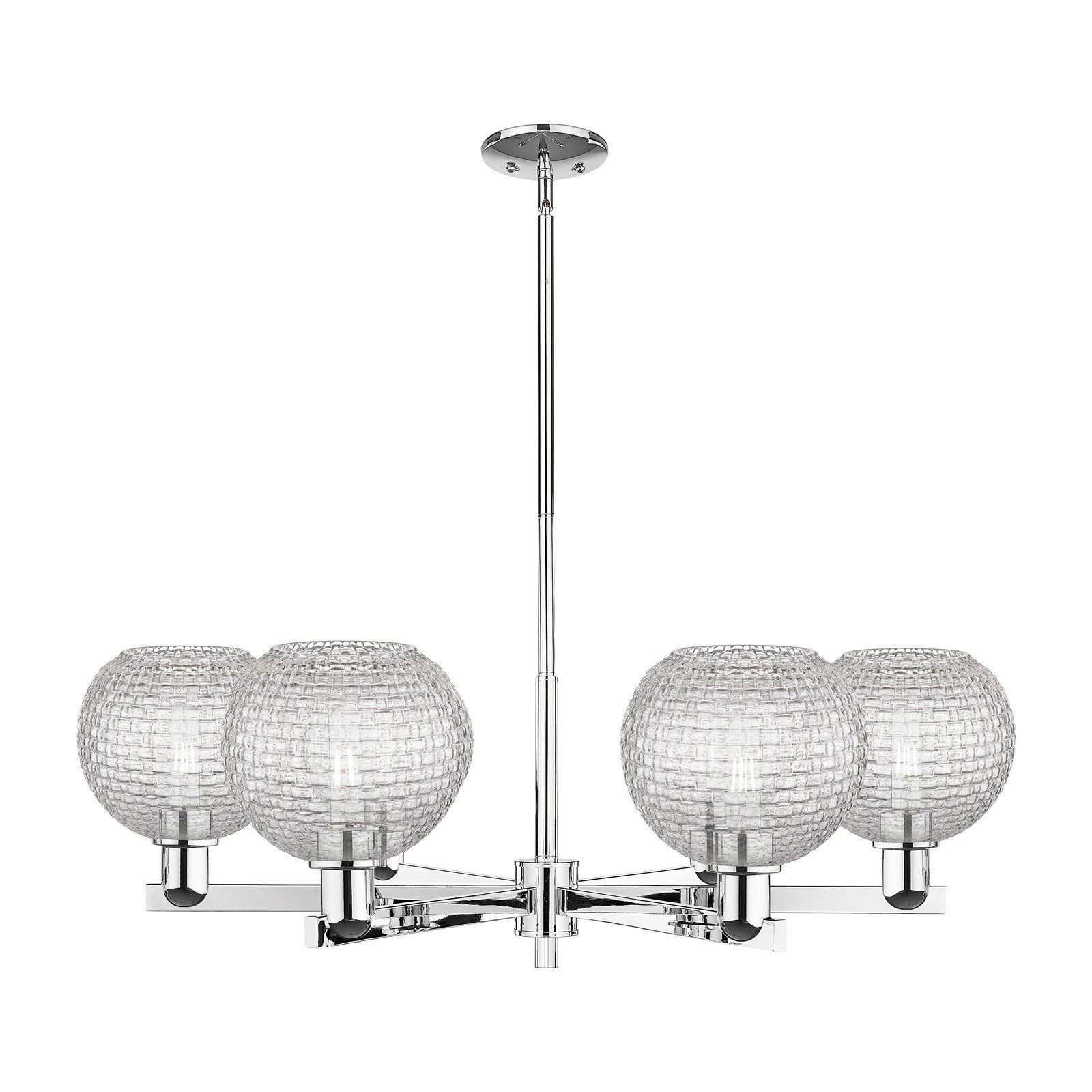 Innovations Athens 38in 6-Light Chandelier | Industrial Polished Chrome and Clear Basket Weave Glass | Dining Room & Living | Model 716-6CR-PC-G122C-8CL