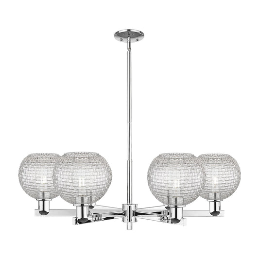 Innovations Athens 38in 6-Light Chandelier | Industrial Polished Chrome and Clear Basket Weave Glass | Dining Room & Living | Model 716-6CR-PC-G122C-8CL