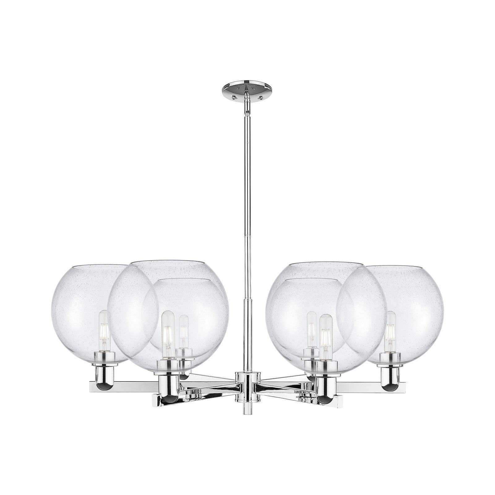 Innovations Athens 40in 6-Light Chandelier | Industrial Polished Chrome Steel and Seedy Glass | Dining Room & Living Room | Model 716-6CR-PC-G124-10