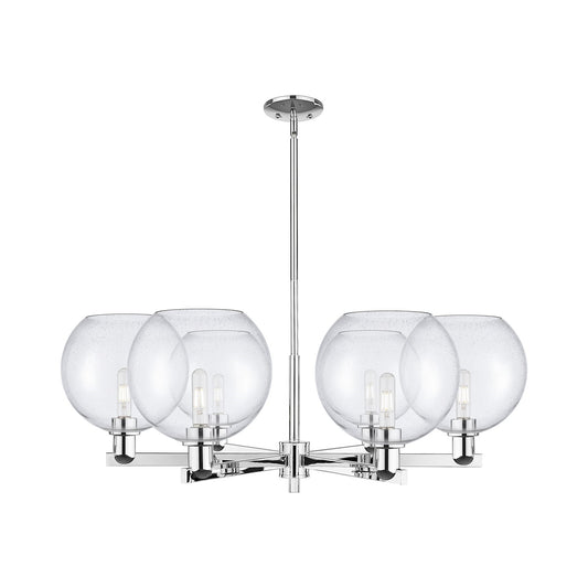 Innovations Athens 40in 6-Light Chandelier | Industrial Polished Chrome Steel and Seedy Glass | Dining Room & Living Room | Model 716-6CR-PC-G124-10