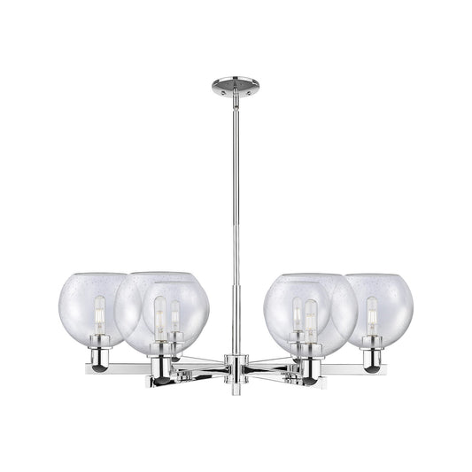Innovations Athens 38in 6-Light Chandelier | Industrial Polished Chrome Steel and Seedy Glass | Dining Room & Living Room | Model 716-6CR-PC-G124-8