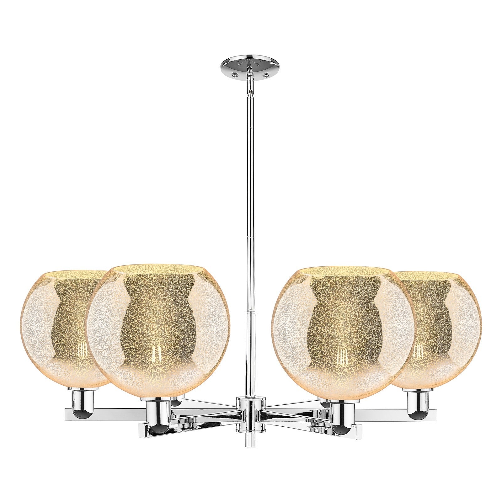 Innovations Athens 40in 6-Light Chandelier | Industrial Polished Chrome Steel and Mercury Glass | Dining Room & Living Room | Model 716-6CR-PC-G128-10