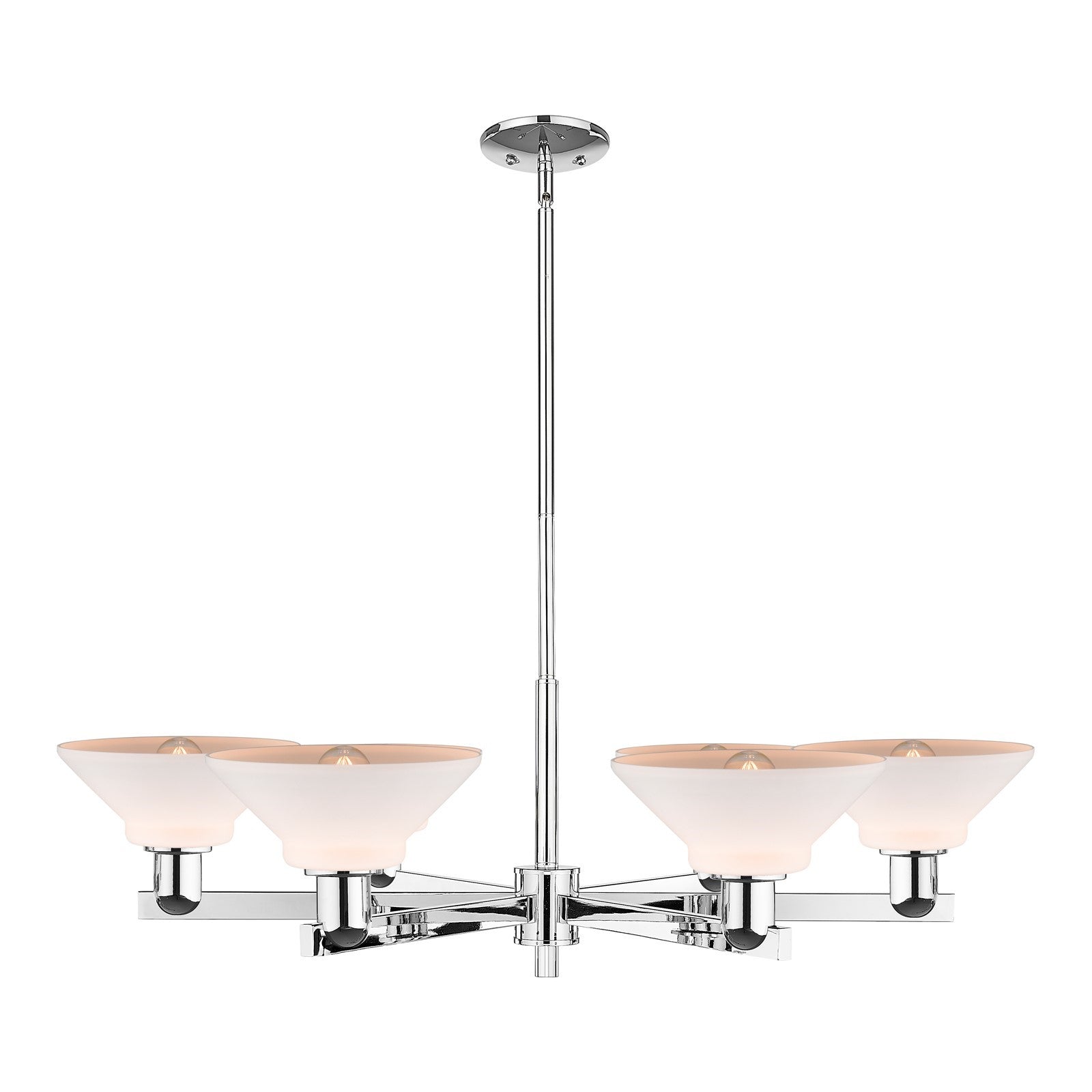 Innovations Orwell 38in 6-Light Chandelier | Industrial Polished Chrome and Matte White Glass | Dining Room & Living Room | Model 716-6CR-PC-G131