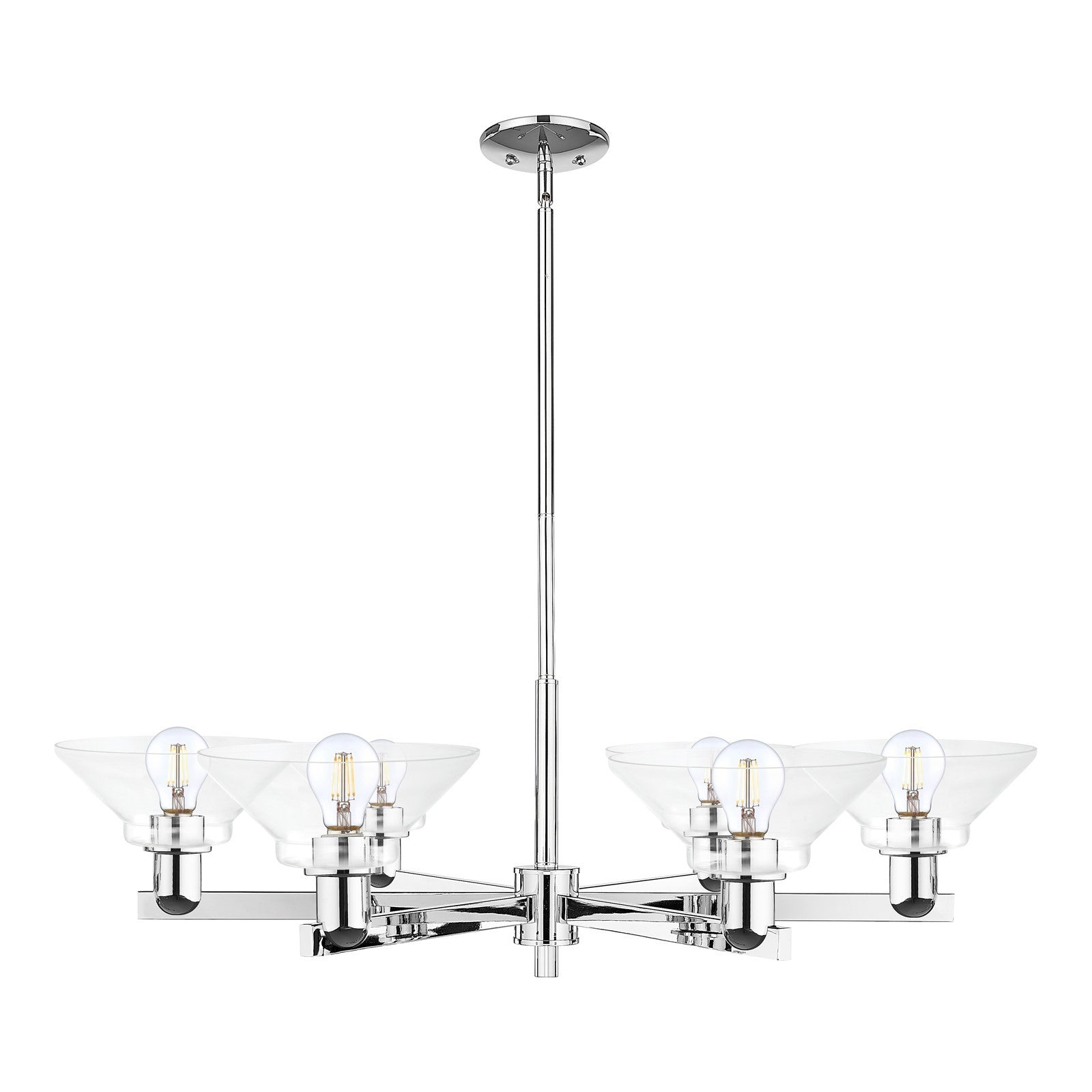 Innovations Orwell 38in 6-Light Chandelier | Industrial Polished Chrome and Clear Glass | Dining Room & Living Room | Model 716-6CR-PC-G132