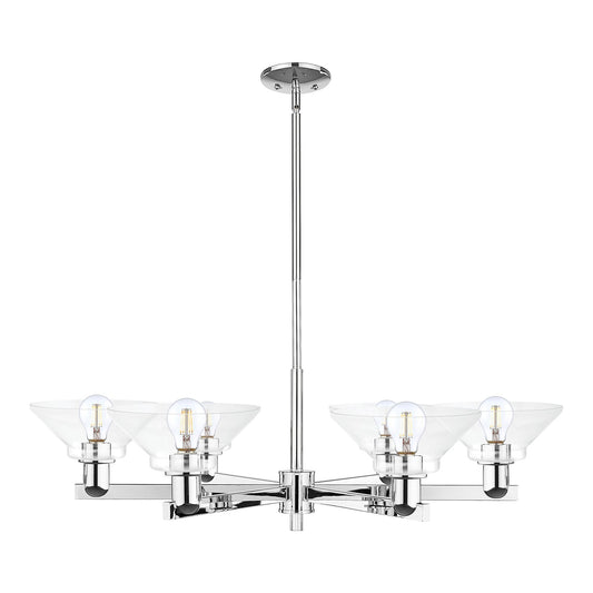 Innovations Orwell 38in 6-Light Chandelier | Industrial Polished Chrome and Clear Glass | Dining Room & Living Room | Model 716-6CR-PC-G132