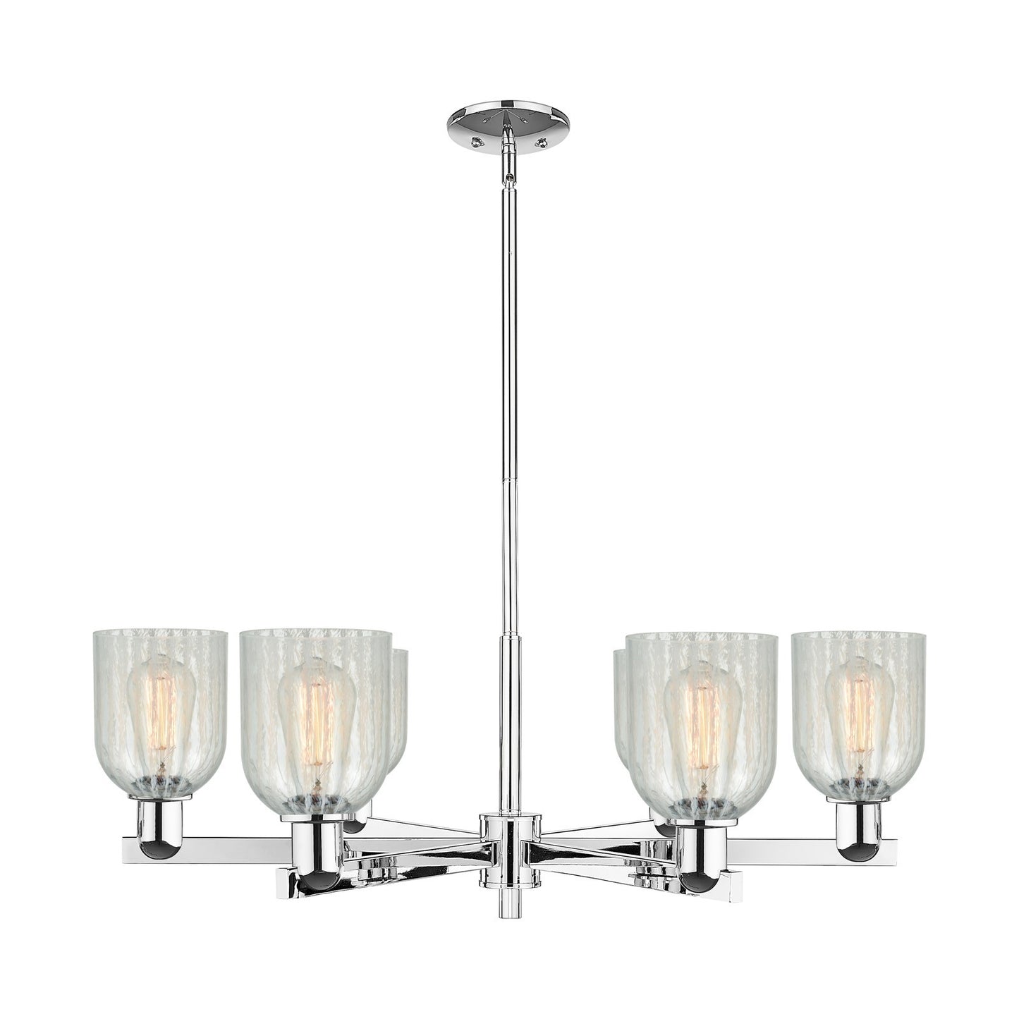 Innovations Caledonia 35in 6-Light Chandelier | Industrial Polished Chrome and Mouchette Glass | Dining Room & Living Room | Model 716-6CR-PC-G2511