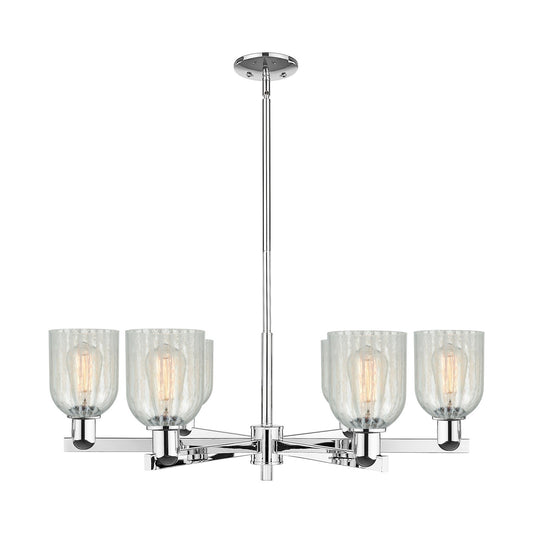 Innovations Caledonia 35in 6-Light Chandelier | Industrial Polished Chrome and Mouchette Glass | Dining Room & Living Room | Model 716-6CR-PC-G2511
