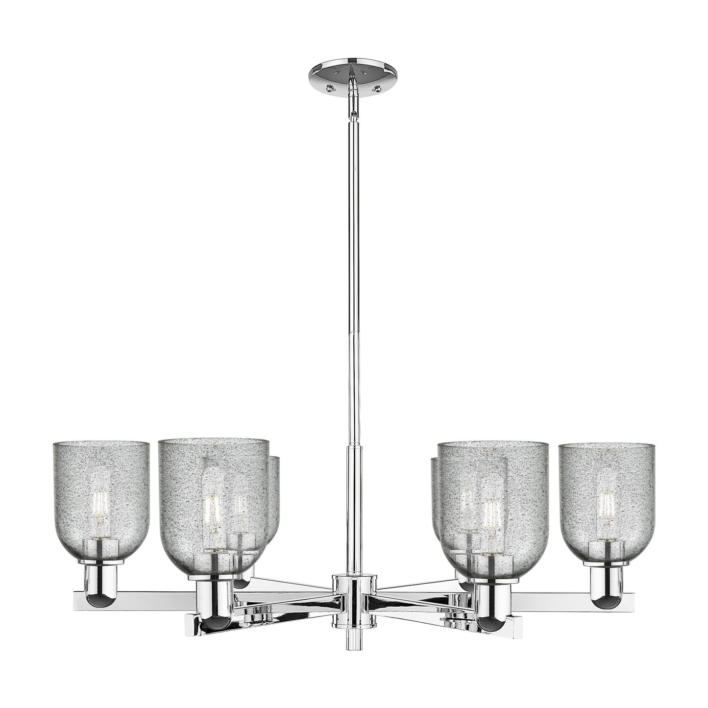 Innovations Caledonia 35in 6-Light Chandelier | Industrial Polished Chrome and Charcoal Glass | Dining Room & Living Room | Model 716-6CR-PC-G257