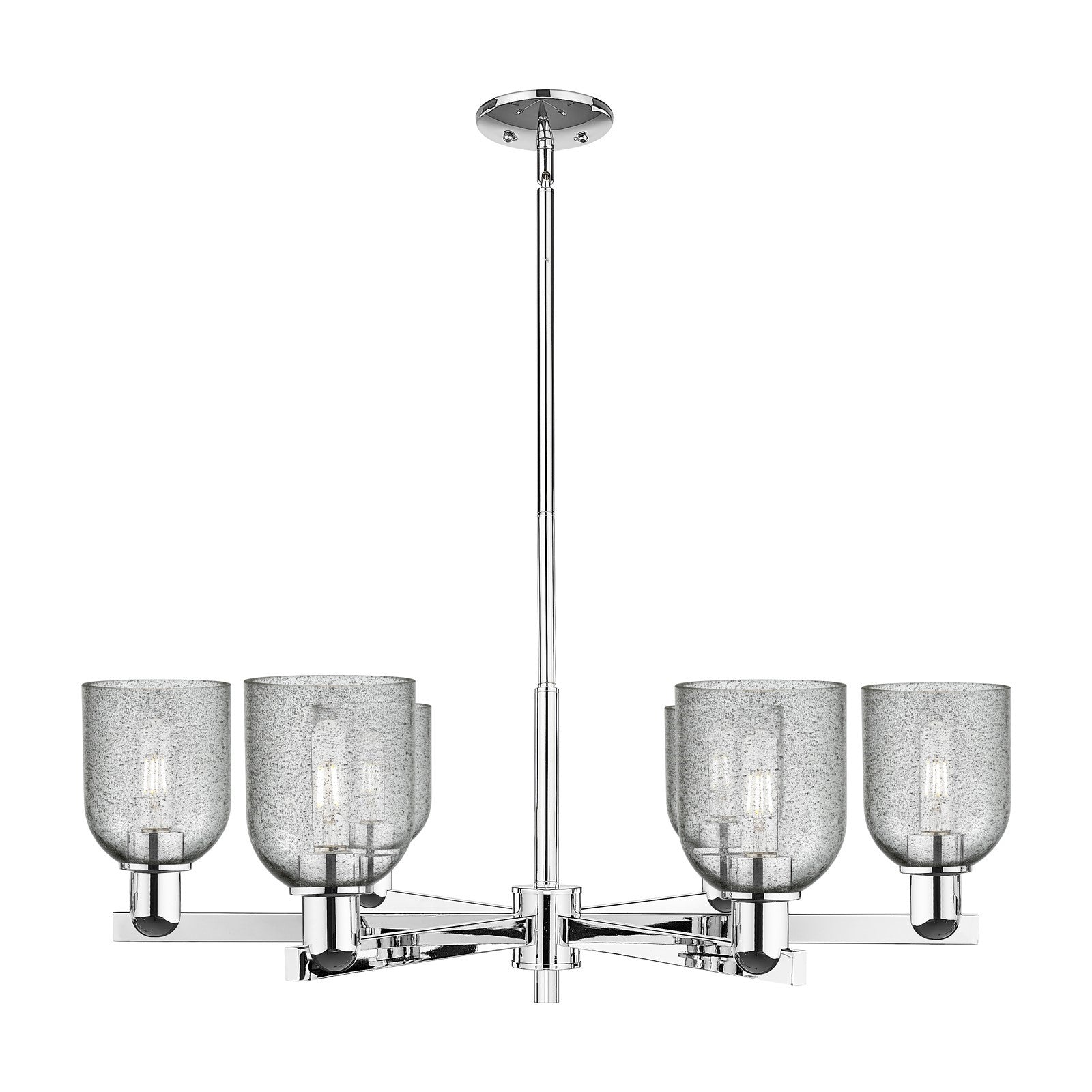 Innovations Caledonia 35in 6-Light Chandelier | Industrial Polished Chrome and Charcoal Glass | Dining Room & Living Room | Model 716-6CR-PC-G257