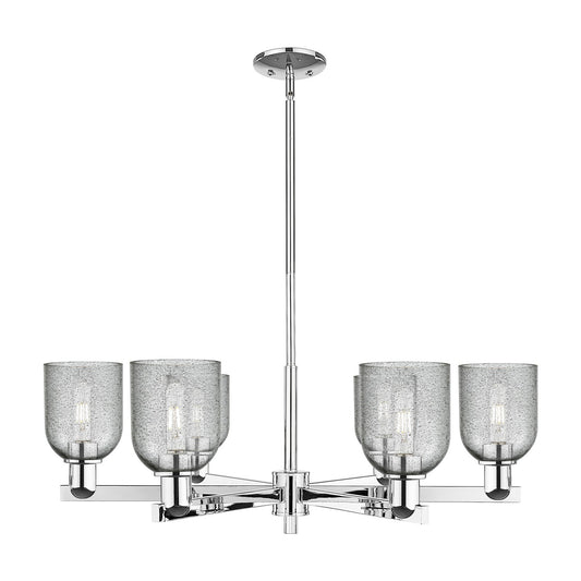 Innovations Caledonia 35in 6-Light Chandelier | Industrial Polished Chrome and Charcoal Glass | Dining Room & Living Room | Model 716-6CR-PC-G257