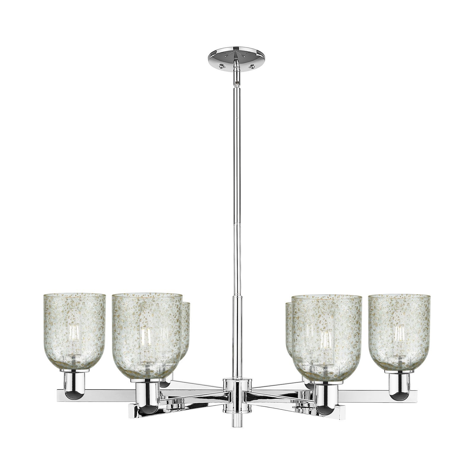 Innovations Caledonia 35in 6-Light Chandelier | Industrial Polished Chrome and Mica Glass | Kitchen Island & Dining Room | Model 716-6CR-PC-G259