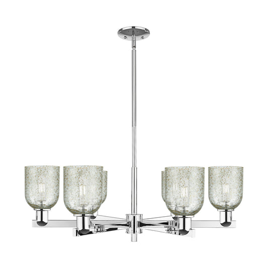 Innovations Caledonia 35in 6-Light Chandelier | Industrial Polished Chrome and Mica Glass | Kitchen Island & Dining Room | Model 716-6CR-PC-G259