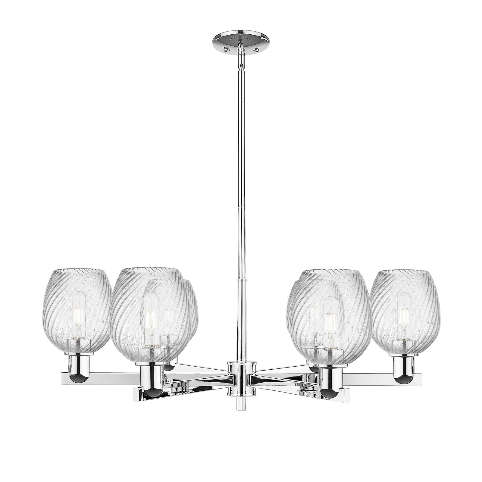 Innovations Salina 35.5in 6-Light Chandelier | Industrial Polished Chrome and Clear Spiral Fluted Glass | Kitchen Island & Dining | Model 716-6CR-PC-G292