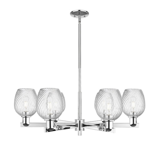 Innovations Salina 35.5in 6-Light Chandelier | Industrial Polished Chrome and Clear Spiral Fluted Glass | Kitchen Island & Dining | Model 716-6CR-PC-G292