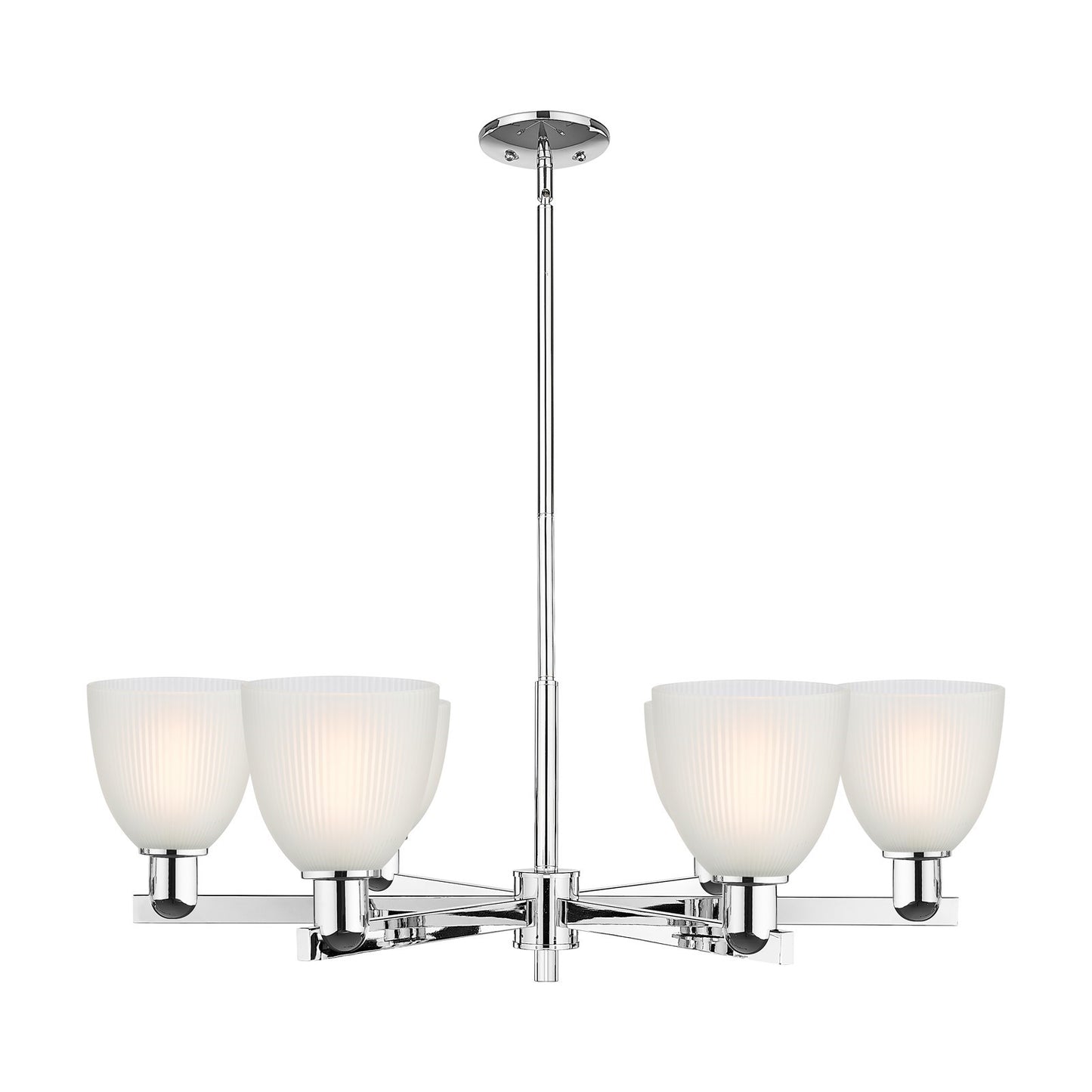 Innovations Castile 36in 6-Light Chandelier | Industrial Polished Chrome and White Glass | Dining Room & Living Room | Model 716-6CR-PC-G381