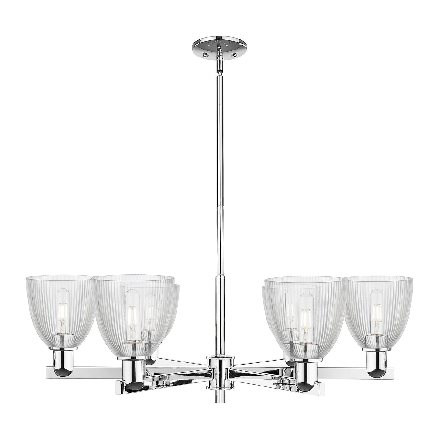 Innovations Castile 36in 6-Light Chandelier | Industrial Polished Chrome and Clear Glass | Dining Room & Living Room | Model 716-6CR-PC-G382