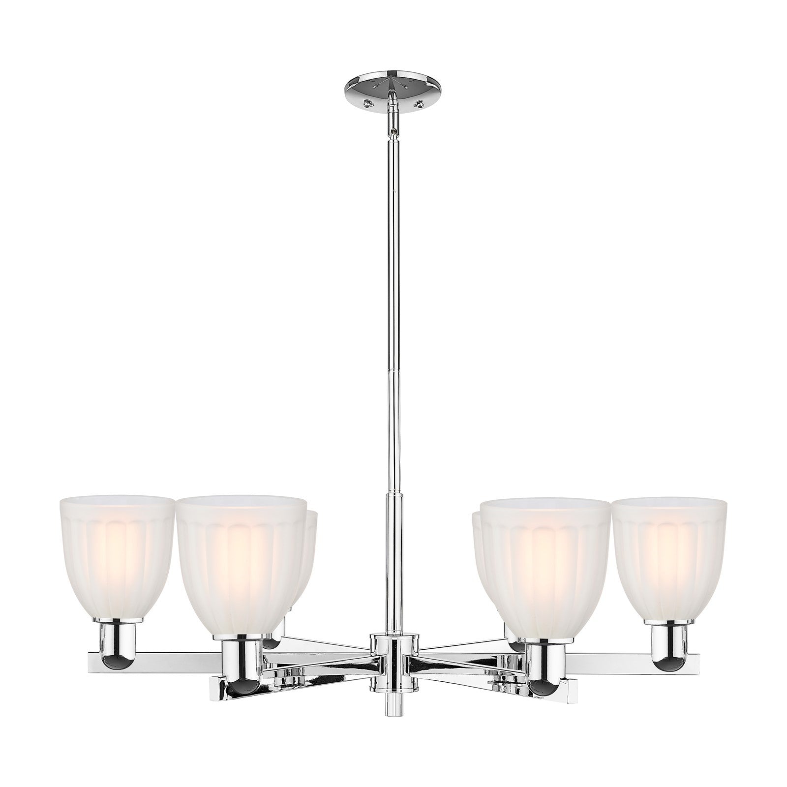 Innovations Brookfield 36in 6-Light Chandelier | Industrial Polished Chrome and White Frosted Ribbed Glass | Dining Room & Living | Model 716-6CR-PC-G441