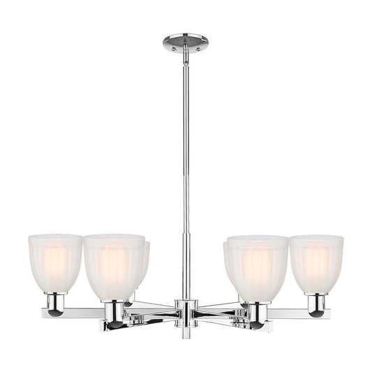 Innovations Brookfield 36in 6-Light Chandelier | Industrial Polished Chrome and White Frosted Ribbed Glass | Dining Room & Living | Model 716-6CR-PC-G441
