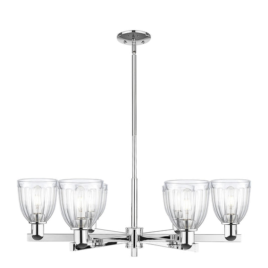 Innovations Brookfield 36in 6-Light Chandelier | Industrial Polished Chrome and Clear Ribbed Glass | Dining Room & Living Room | Model 716-6CR-PC-G442