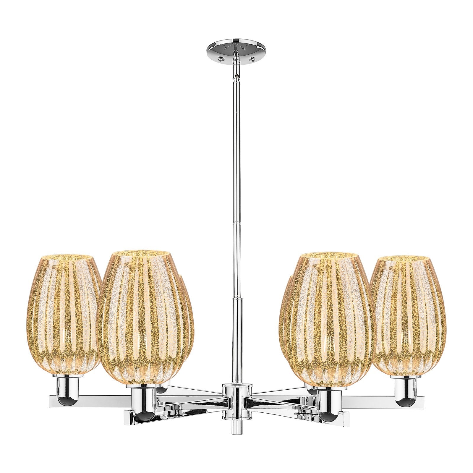 Innovations Preston Flute 36in 6-Light Chandelier | Industrial Modern Polished Chrome and Mercury Glass | Dining Room & Foyer | Model 716-6CR-PC-G457-6ME