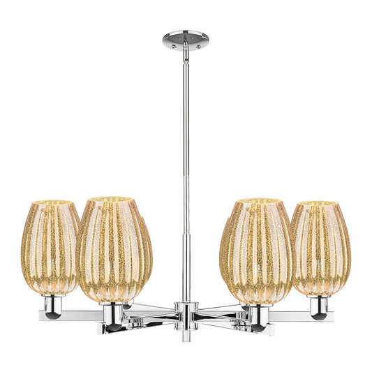 Innovations Preston Flute 36in 6-Light Chandelier | Industrial Modern Polished Chrome and Mercury Glass | Dining Room & Foyer | Model 716-6CR-PC-G457-6ME