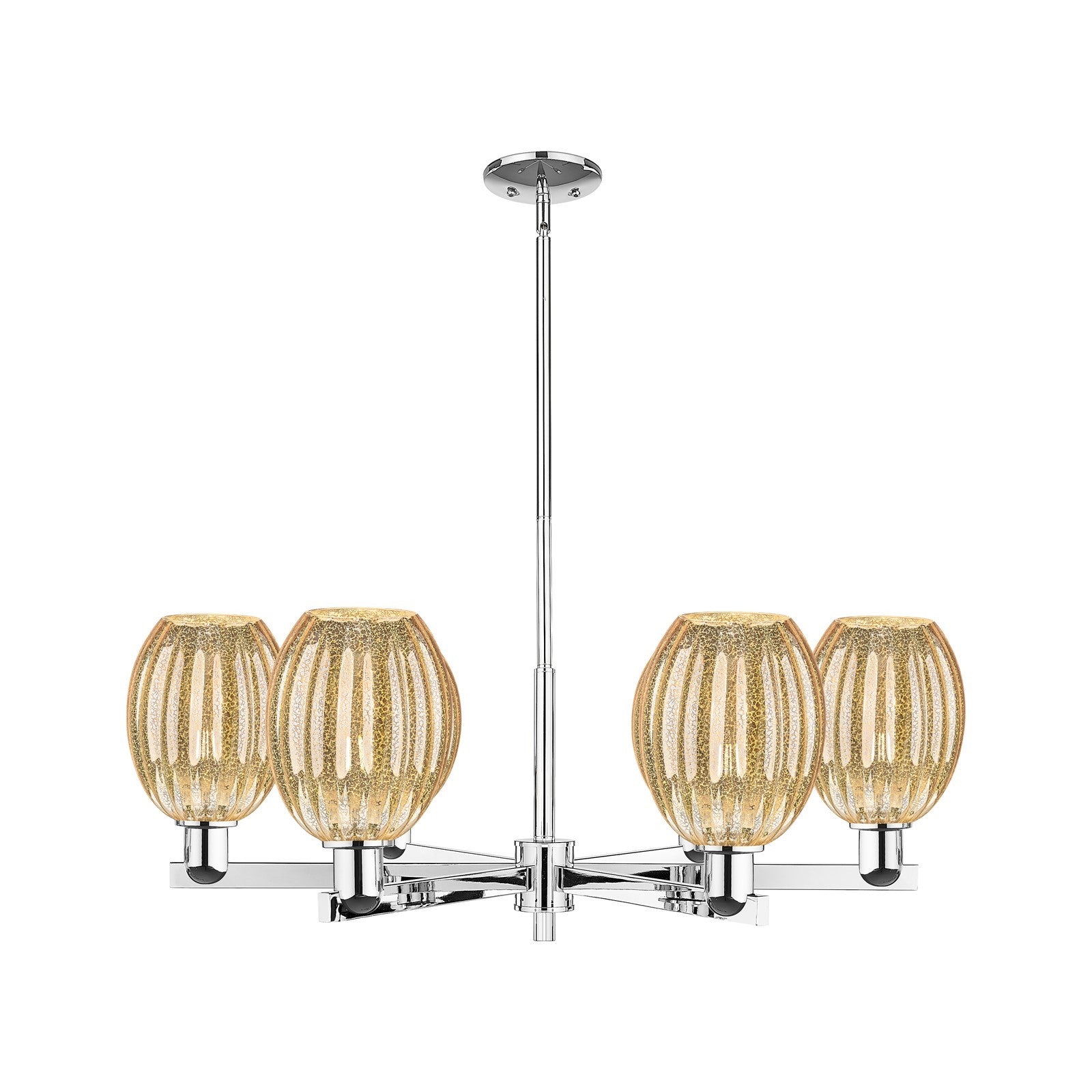 Innovations Preston Bulb 36in 6-Light Chandelier | Industrial Polished Chrome and Mercury Glass | Dining Room & Living Room | Model 716-6CR-PC-G459-6ME