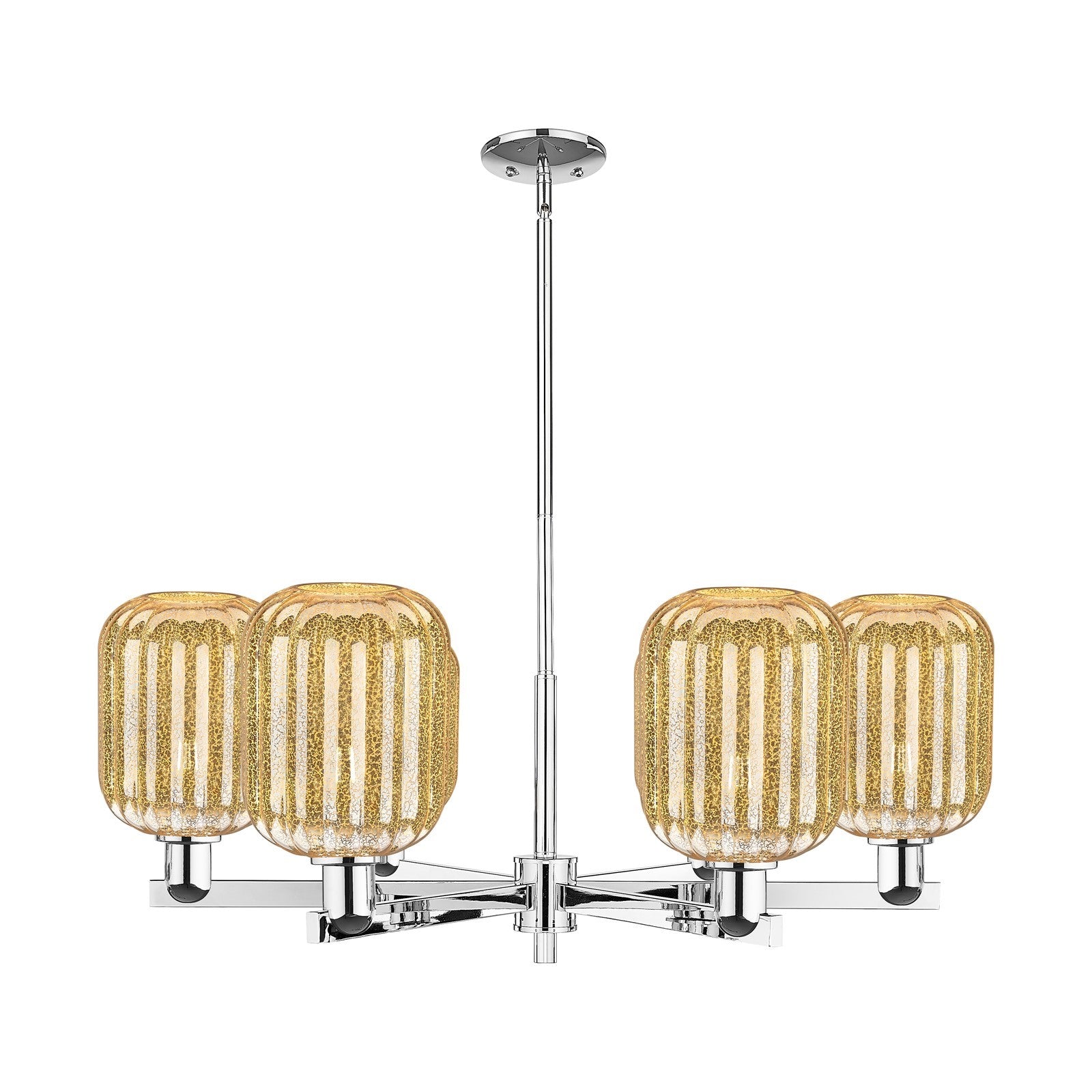 Innovations Preston Cylinder 36.5in 6-Light Chandelier | Industrial Polished Chrome Steel and Mercury Glass | Living Room & | Model 716-6CR-PC-G460-7ME