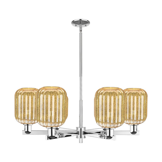 Innovations Preston Cylinder 36.5in 6-Light Chandelier | Industrial Polished Chrome Steel and Mercury Glass | Living Room & | Model 716-6CR-PC-G460-7ME