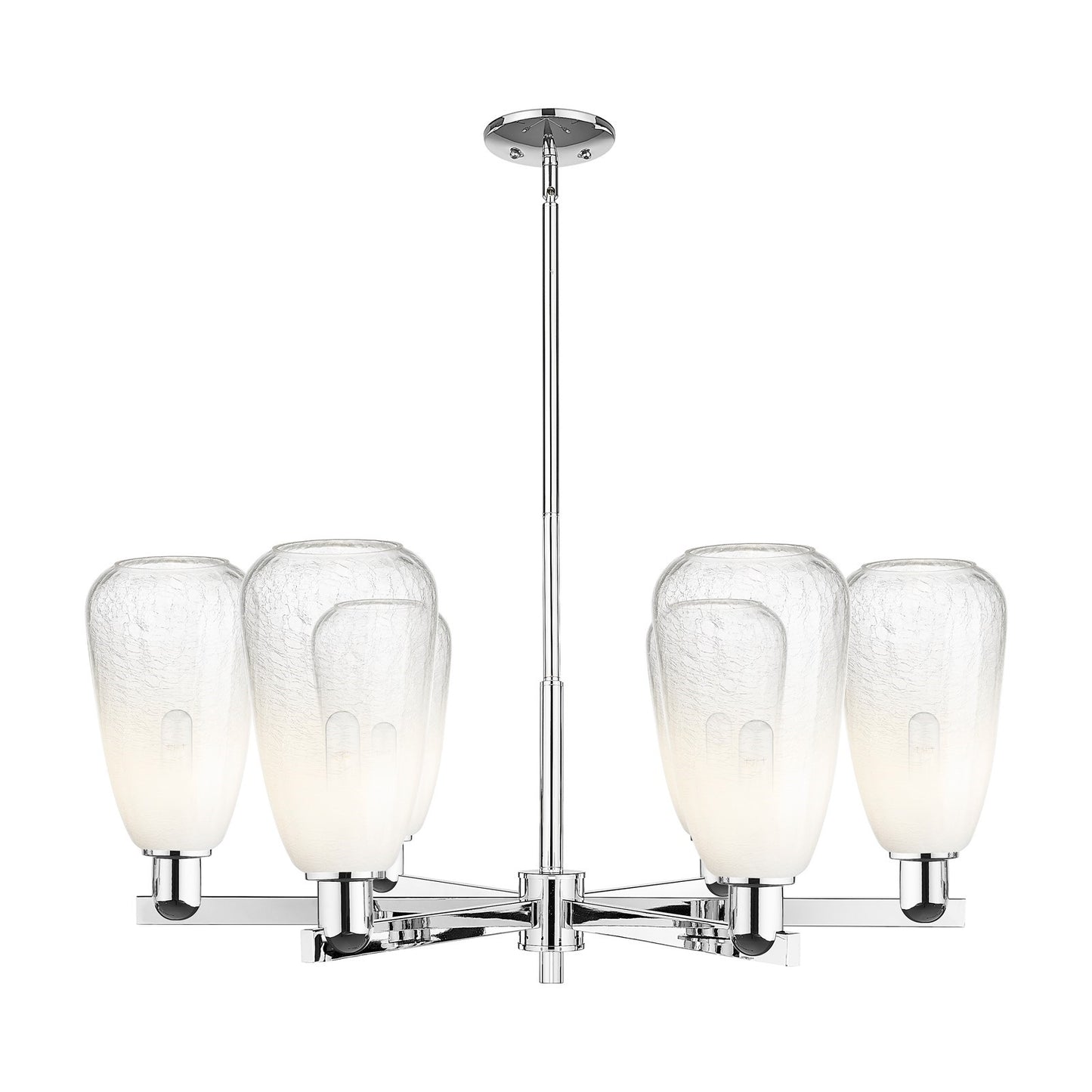 Innovations Brookhaven Almond 36in 6-Light Chandelier | Industrial Polished Chrome and Opal Glass | Dining Room & Living Room | Model 716-6CR-PC-G480-6OP