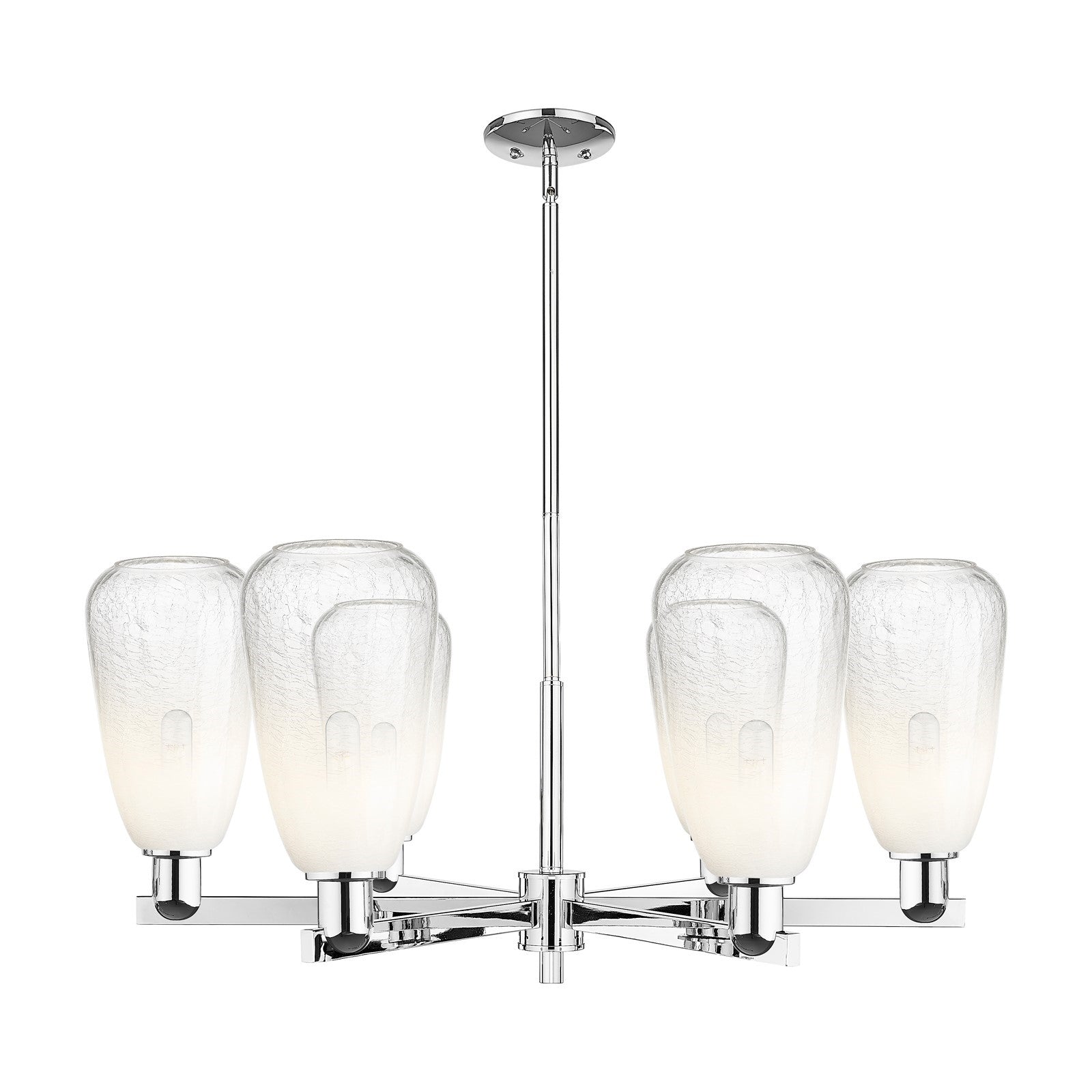 Innovations Brookhaven Almond 36in 6-Light Chandelier | Industrial Polished Chrome and Opal Glass | Dining Room & Living Room | Model 716-6CR-PC-G480-6OP