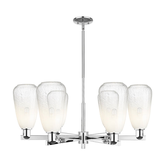 Innovations Brookhaven Almond 36in 6-Light Chandelier | Industrial Polished Chrome and Opal Glass | Dining Room & Living Room | Model 716-6CR-PC-G480-6OP