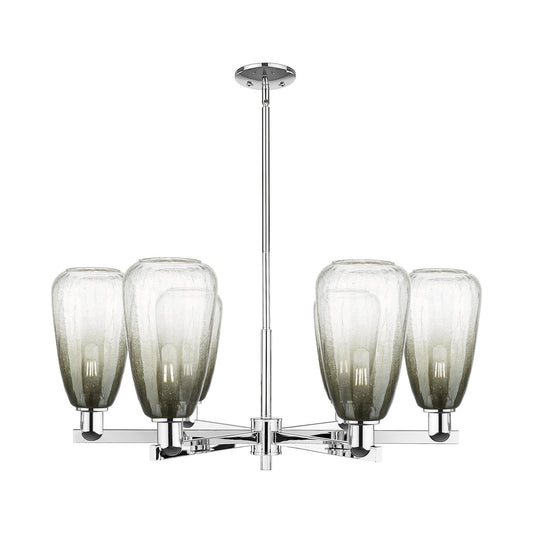 Innovations Brookhaven Almond 36in 6-Light Chandelier | Industrial Polished Chrome and Slate Glass | Dining Room & Living Room | Model 716-6CR-PC-G480-6SL
