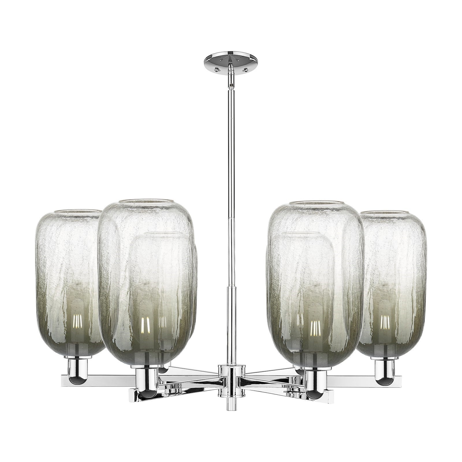 Innovations Brookhaven Cloche 37in 6-Light Chandelier | Industrial Polished Chrome and Slate Glass | Kitchen Island & Dining | Model 716-6CR-PC-G482-7SL