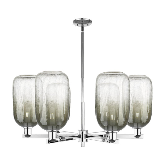 Innovations Brookhaven Cloche 37in 6-Light Chandelier | Industrial Polished Chrome and Slate Glass | Kitchen Island & Dining | Model 716-6CR-PC-G482-7SL