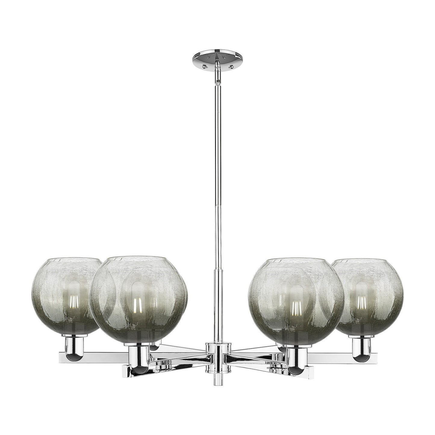 Innovations Brookhaven Globe 38in 6-Light Chandelier | Industrial Polished Chrome and Slate Glass | Dining Room & Living Room | Model 716-6CR-PC-G483-8SL