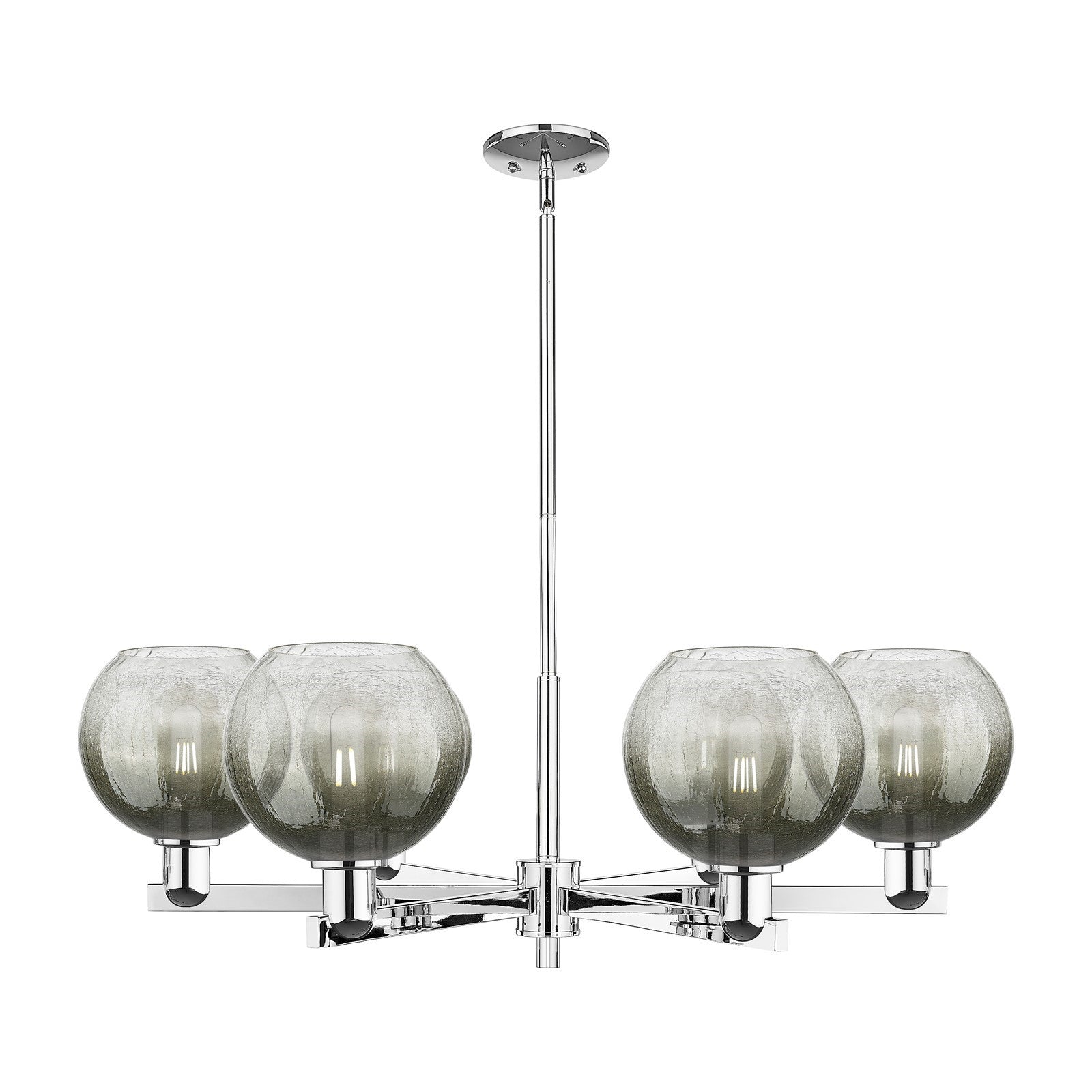 Innovations Brookhaven Globe 38in 6-Light Chandelier | Industrial Polished Chrome and Slate Glass | Dining Room & Living Room | Model 716-6CR-PC-G483-8SL