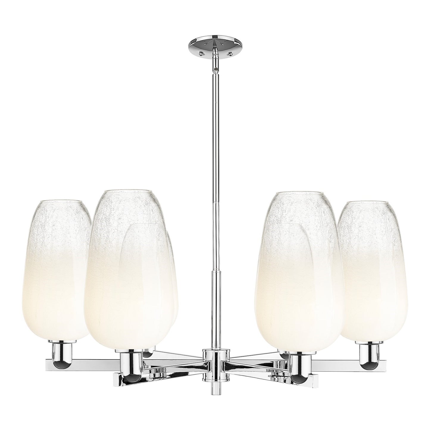 Innovations Brookhaven Flute 37in 6-Light Chandelier | Industrial Polished Chrome Steel and Opal Glass | Damp Rated Dining | Model 716-6CR-PC-G484-7OP