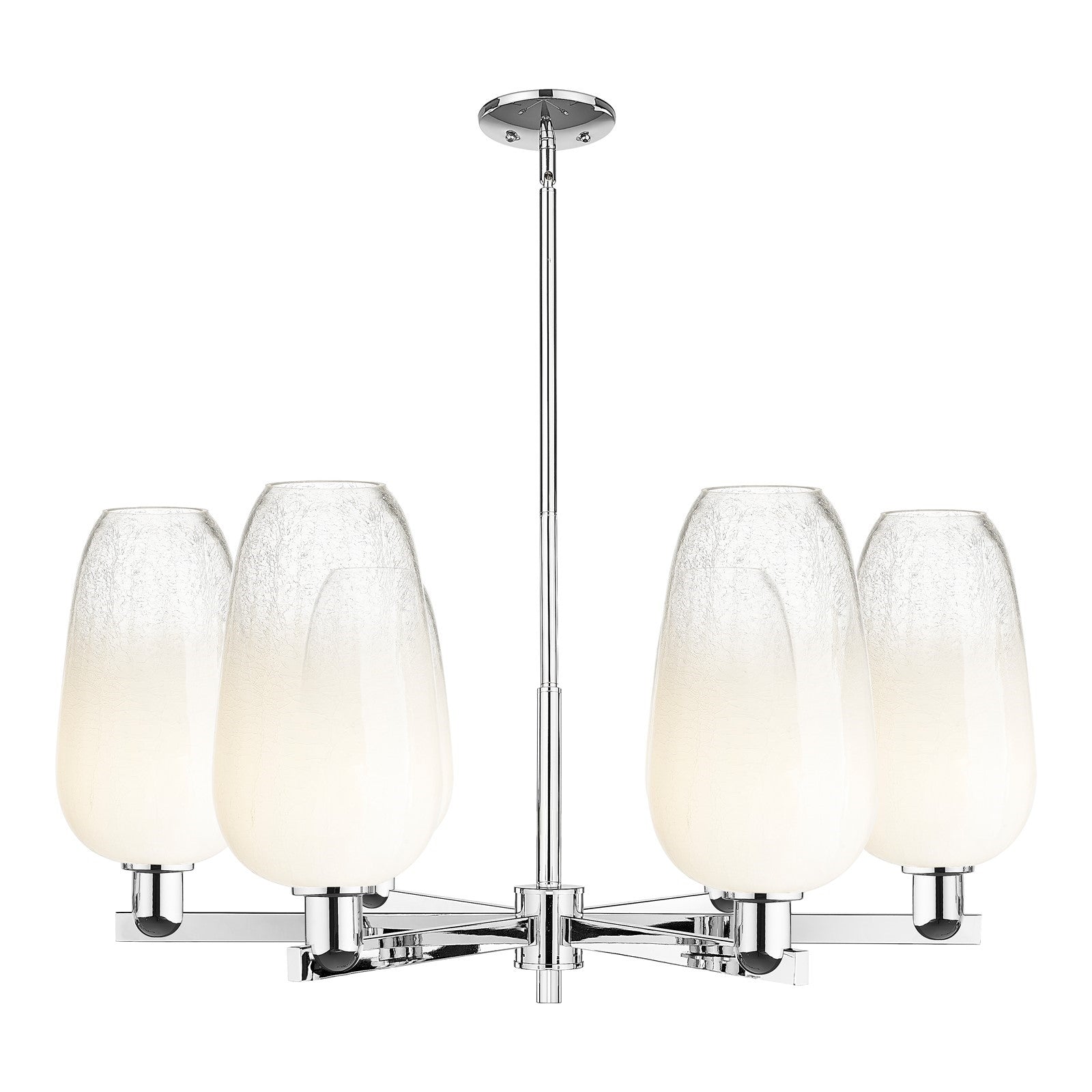 Innovations Brookhaven Flute 37in 6-Light Chandelier | Industrial Polished Chrome Steel and Opal Glass | Damp Rated Dining | Model 716-6CR-PC-G484-7OP