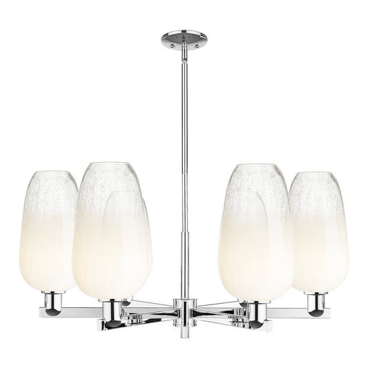 Innovations Brookhaven Flute 37in 6-Light Chandelier | Industrial Polished Chrome Steel and Opal Glass | Damp Rated Dining | Model 716-6CR-PC-G484-7OP