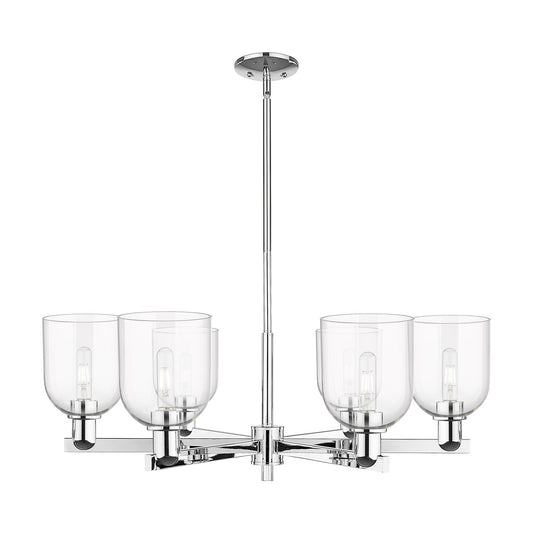 Innovations Bella 35in 6-Light Chandelier | Industrial Polished Chrome and Clear Glass | Dining Room & Living Room | Model 716-6CR-PC-G558-6CL