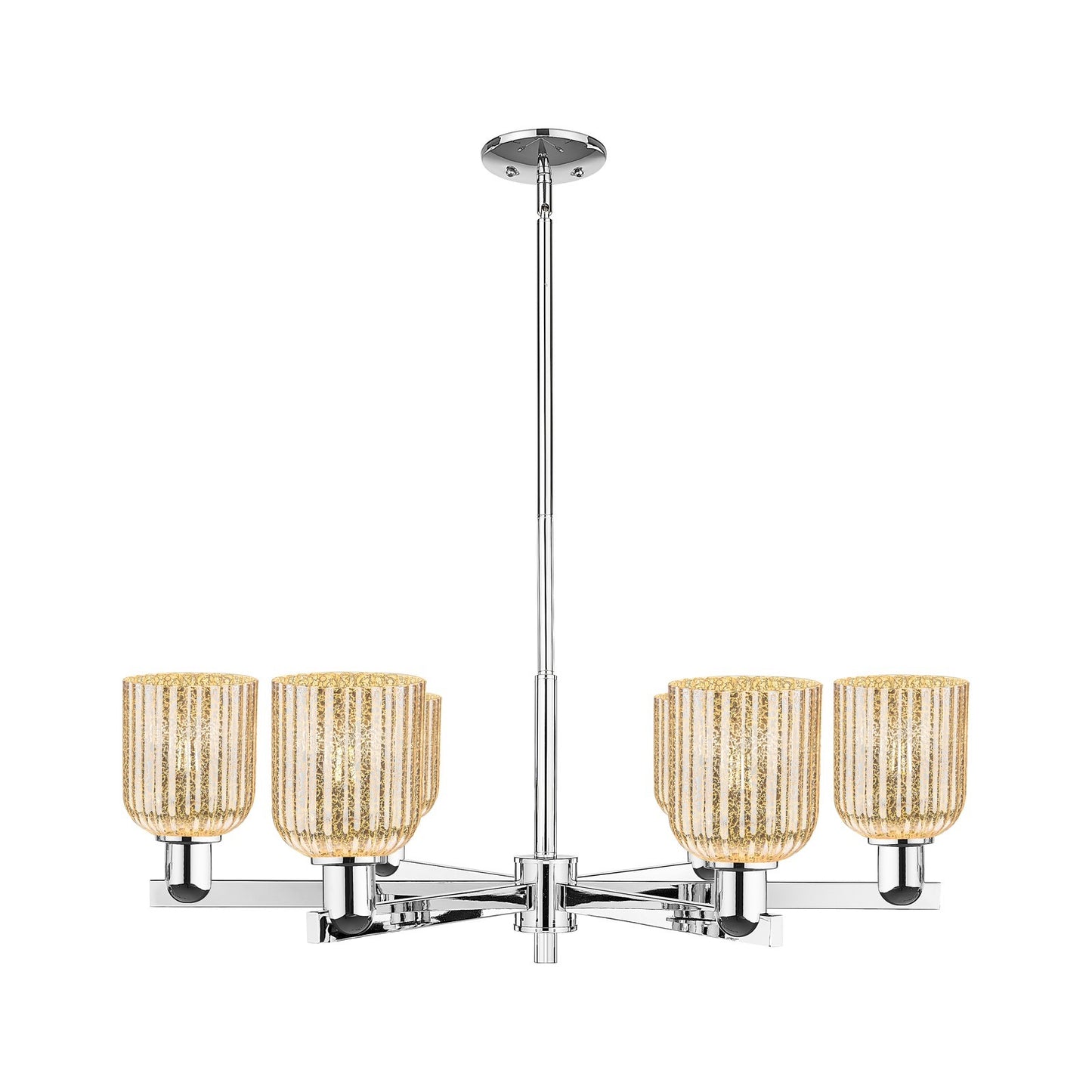 Innovations Bridal Veil 34.75in 6-Light Chandelier | Industrial Polished Chrome and Mercury Ribbed Glass | Dining Room & | Model 716-6CR-PC-G559-5ME
