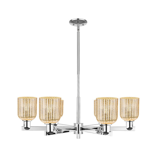 Innovations Bridal Veil 34.75in 6-Light Chandelier | Industrial Polished Chrome and Mercury Ribbed Glass | Dining Room & | Model 716-6CR-PC-G559-5ME