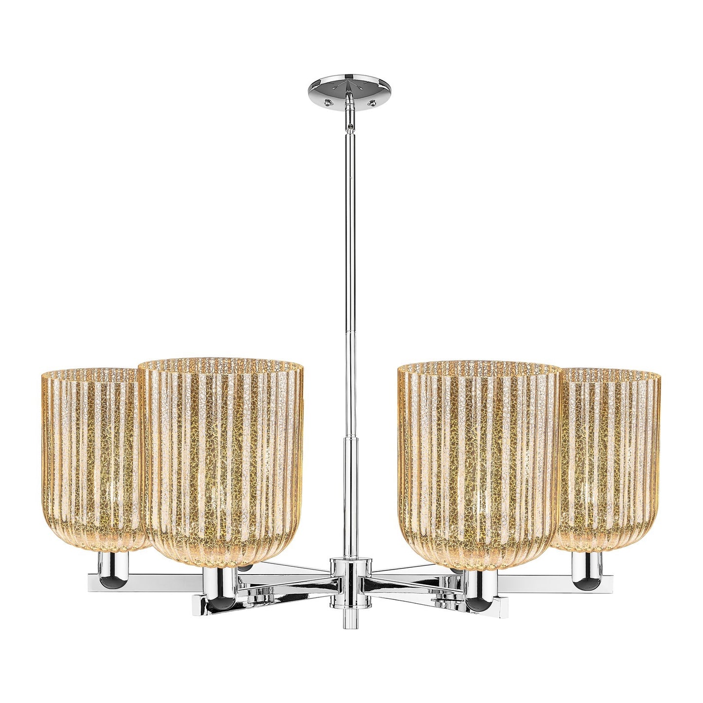 Innovations Bridal Veil 38in 6-Light Chandelier | Industrial Polished Chrome and Mercury Ribbed Glass | Dining Room & Living | Model 716-6CR-PC-G559-8ME